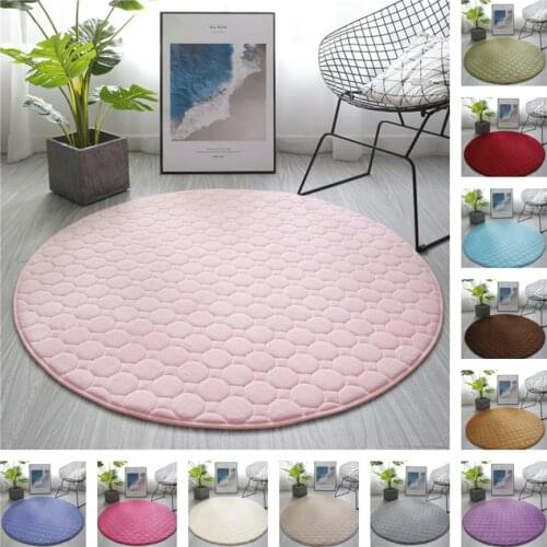 Newest Thickened Embroidered Coral Velvet Round Carpet Chair Cushion Tent Cushion Bedroom Living Room Rug Childrens Play Mat