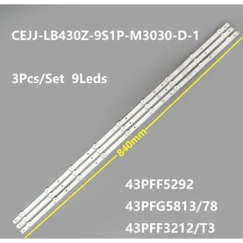 100% New LED Backlight strip 9LED(3v) CEJJ-LB430Z-9S1P-M3030-D-1 For Aoc 43s5295 43PFG5813/78 43PFF5292 43PFF3212/T3