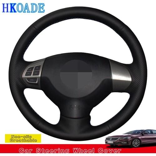 DIY Black Soft Genuine Leather Car Steering Wheel Cover For Mitsubishi Lancer EX10 Lancer X Outlander ASX Colt Pajero Sport
