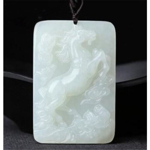Natural White Animal Jade Pendants Hand Carved Jadeite Pendant Fine Necklace for Women Men Fashion Jewelry Chain Accessories