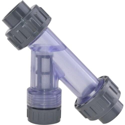Transparent PVC Y-shaped filter fish tank PVC pipe connector irrigation filter garden water pipe connector 20-50mm