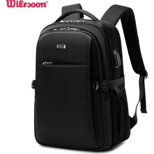 WIERSOON 15.6 inch Laptop Backpack Mens Business Notebook Mochila Waterproof Back Pack USB Charging Bag Travel Bagpack 2020 Male