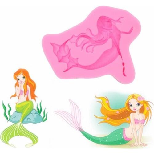 Mermaid Ocean Princess Silicone Mold For Fondant Chocolate Epoxy Sugarcraft Mould Pastry Cup Cake Decorating Kitchen Accessories