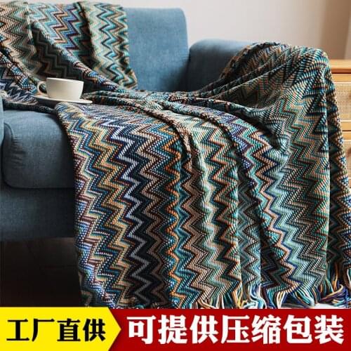 Boho Style Tassel Knitting Sofa Blanket Cover Blanket Bed end towel Office Air Conditioning Blanket Home Sofa Beding Decoration