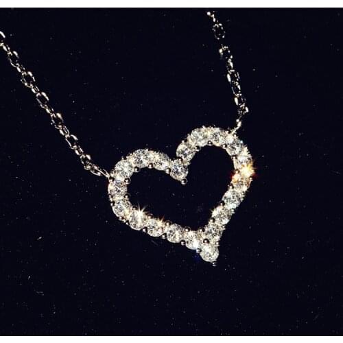 925 Sterling Silver heart zircon Necklaces & Pendants For Women Fashion Lady Festival Gift Sterling-silver-jewelry