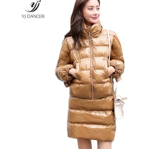 Cotton Suit Women 2018 Fashion New High-quality Cotton Suits Ladies Winter Thick Cotton Coat Bright Fabric Skirt Two-Piece H0180