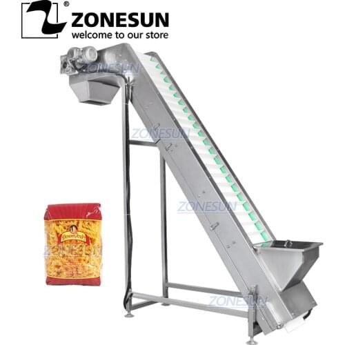 ZONESUN ZS-SLJ2 Nuts Beans Granule Incline Bucket Type Conveyor Belt Elevator With Hopper