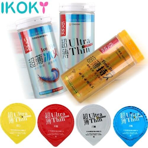 10Pcs/set Erotic Ultra thin Penis Sleeve With Full Oil Natural Latex Condom Sex Toys for Men