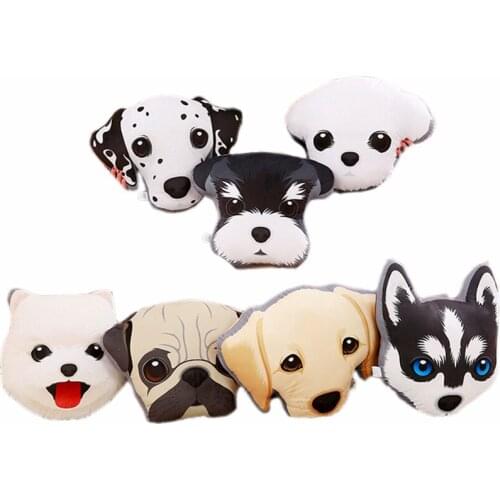 3D Simulation Teddy Dog Head Creative personality husky plush toys Shar Pei Home Furnishing cushion/pillow Doll Baby Girl Gift