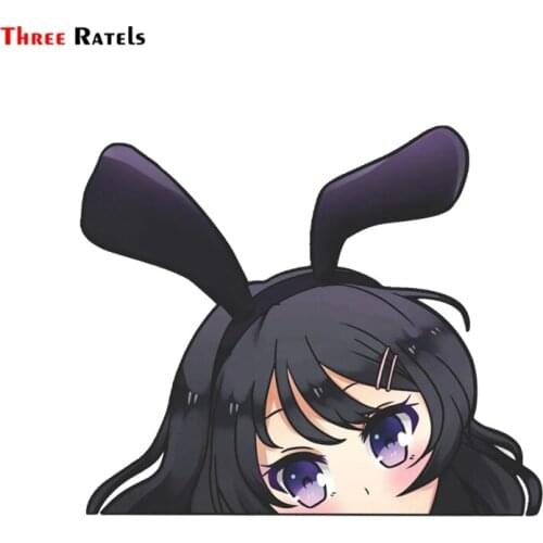 Three Ratels FC77 Cute 3d Anime Mai from Bunny Girl Senpai Mia Sakurajima Peeking Decal Sticker on Car Bike Motorcycle Wall Home