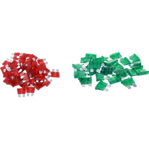 50Pcs Car ATC ATO Blade Fuse Fuse Fuse Red 10A with 30Pcs Vehicle Car 30A 30Amp Green Body Two Prong Blade ATC Fuse