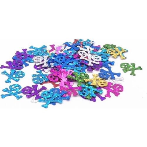 50Pcs/Pack 18mm Skull Loose Sequins Laser Mixed PVC Paillettes Sewing Wedding Craft Women DIY Halloween Lentejuelas Accessories