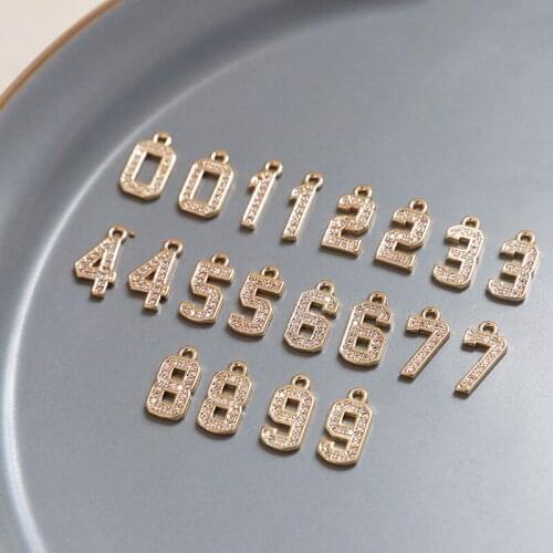 6pcs Simple digital copper micro-inlaid zircon Earrings for Women design pendant diy handmade jewelry necklace accessories