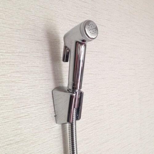 ABS Chrome Handheld Bidet Spray Shower Set Toilet Shattaf Sprayer Douche kit Bidet Faucet,Hose and Holder & Inlet Angle Valve