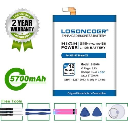 LOSONCOER Battery 5700mAh E169-515978 Battery For ZTE Q519T Blade X3 D2 A452