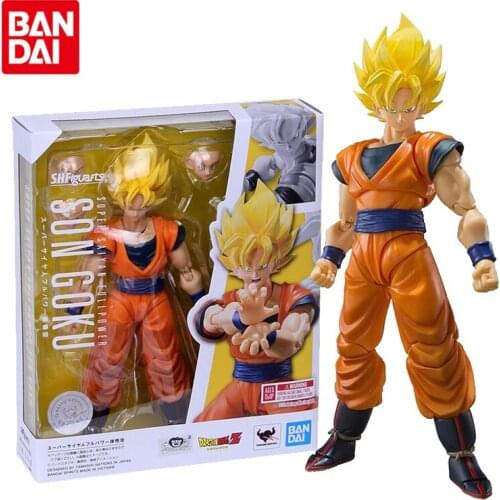 Bandai Original Dragon Ball Z Super Saiyan Full Power Son Goku Cell Game Anime Action Figures Collectible Model SHF Figuras Toys