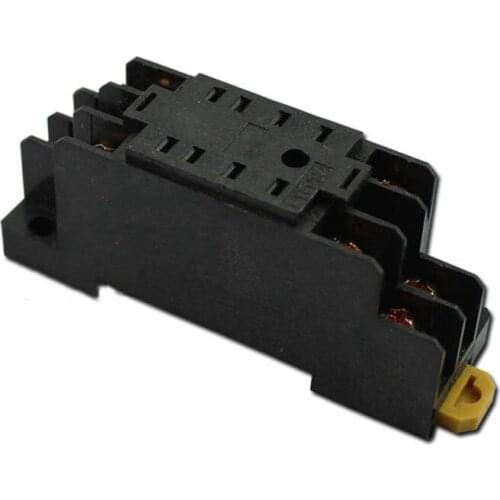 MY2NJ/HH52P/CRNM2/JZX-22F(D)2Z Intermediate Relay Base Socket Small U Rail Mounting 8 Pins Relays Base Holder 2 Open 2 Close