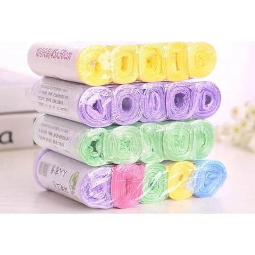 Household household five-rolled garbage bag kitchen bedroom color disposable garbage bag storage bag five-rolled flat pocket