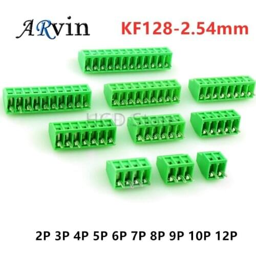 KF128-2.54 2P 3P 4P 5P 6P 7P 8P 9P 10P 12P Splice Terminal KF128 2.54mm PCB Mini Screw Terminal Blocks for Wires 5/10pcs