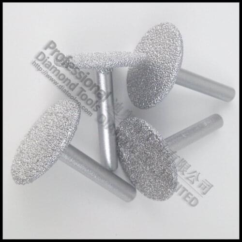 DIATOOL 4pcs Diameter 30mm Vacuum brazed diamond discs with 6mm shank, Professional quality for cutting & grinding diamond mill