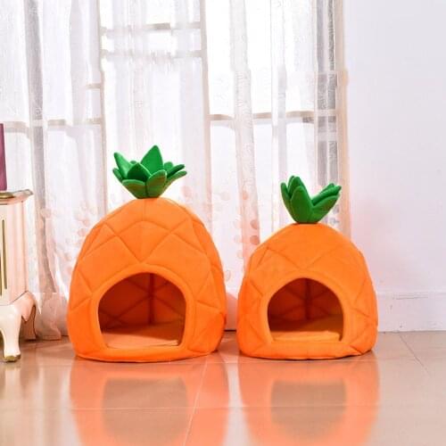 Pet Dog House Pineapple Kennel Soft Winter Warm Nest Washable House Pet Bed Puppy Tent House for Small Dogs And Cat Pet Supplies