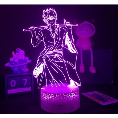 Gin Tama Gintoki Sakata Led Night Light for Bedroom Decor Colorful Nightlight Anime Gift Gin Tama 3d Lamp Gintoki Sakata