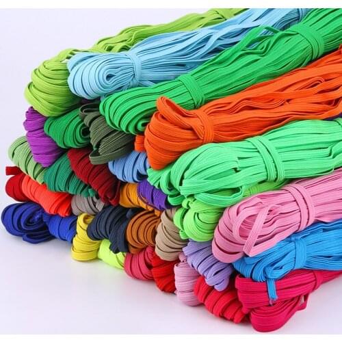 Multi-color 30 Meters 6mm Flat Stretch Elastic Band Colorful High Elasticity Elastic Cord Tape Elastic Ribbon DIY Garment Sewing