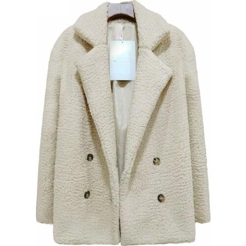 Nice Winter Fashionable Womens Jacket Lapel Long Sleeve Teddy Coat Warm Fur Jacket Womens Coat