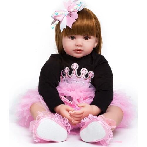 60cm Silicone Full Body Reborn Doll Real Life golden Princess Baby Doll For Childrens Day Gift Kid Xmas gif waterproof