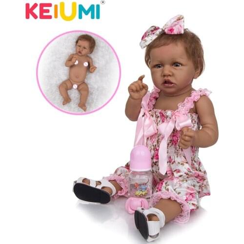 KEIUMI Reborn Baby Dolls 57CM Full Silicone Body Collection Toy For Kid Chiritmas Chirldrens day Present