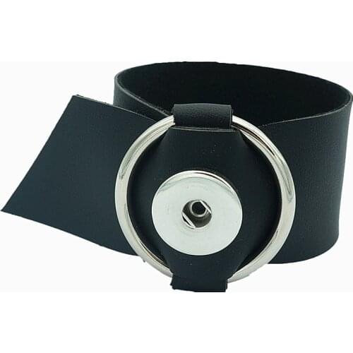 Fashion 4colors Round circle Soft leather snap bracelets 24cm fit 18mm snap buttons wholesale SE0176