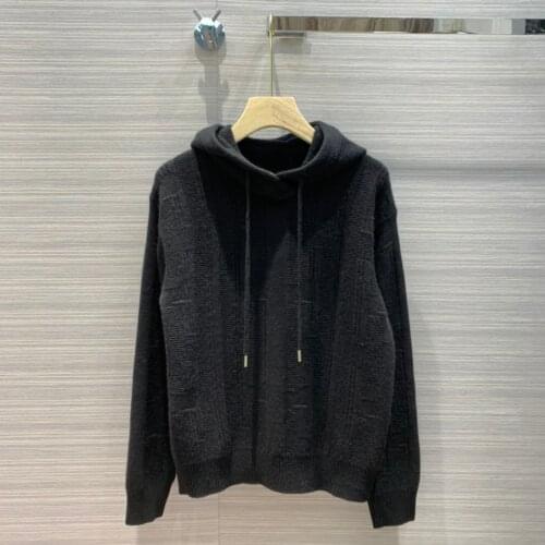 Fashion Ladies 2021 New Long Sleeve Sexy Casual Pure Color Lace-up Hooded Cashmere Sweater 1130