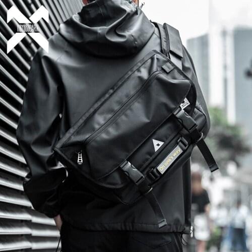 Men Messenger Bag Street Trendy Tactical Shoulder Waterproof Bags Military Hip Hop Streetwear Bag PU Leather Bag WB25