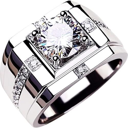 Real S925 Sterling Silver Mens Ring Rose Gold Trendy Luxury Wedding Exquisite Engagement Party Elegant Diamond Fine Jewelry Gift