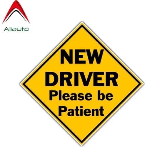 Aliauto Fashion Car Sticker New Driver Please Be Patient Funny PVC Decal for Motorcycles Peugeot Hyundai Mercedes,12cm*12cm