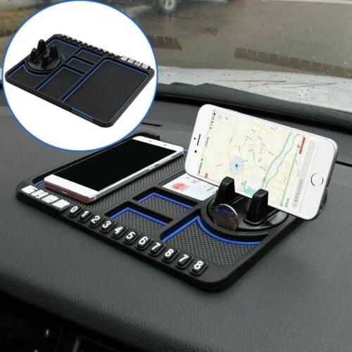 Anti-slip Multifunctional Car Dashboard Mat Keys Cell Phone Stand Holder Pad Rubber Cushion Temporary Parking Number Card Sign