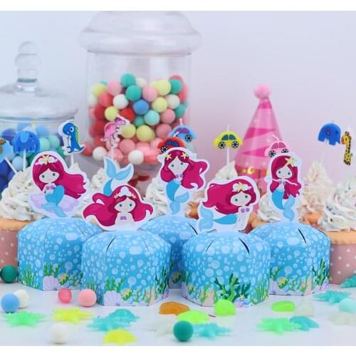 New Pretty Mermaids Favor Box Candy Box Gift Box Cupcake Box Boy Kids Birthday Party Supplies Decoration Event Party Supplies