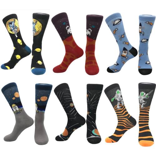 2021 new space wind socks men and women cotton socks personality planet cartoon couple socks neutral