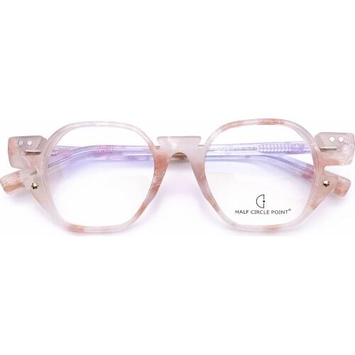 Belight Optical Women Men Acetate Fancy Colorful Champange Color Star Rivet Design Spectacle Frame Precription Lens HP252