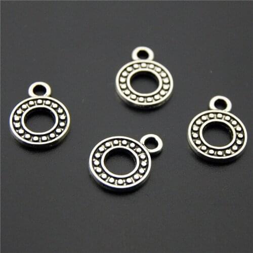 10pcs Silver Color Hollow Round Circle Charms Necklace Pendant Bracelet Jewelry Finding ecor A2219