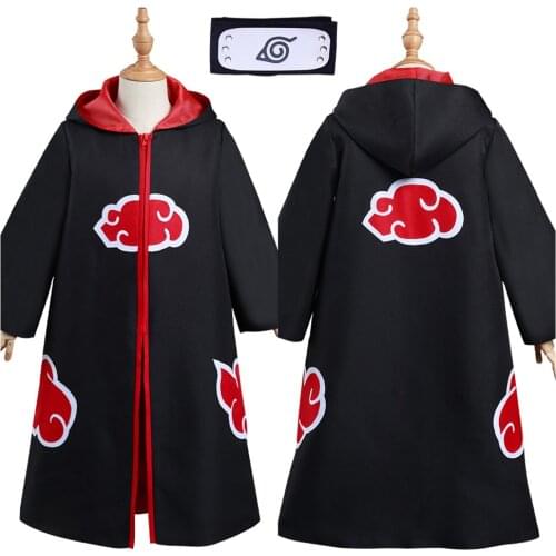 Anime Akatsuki Uchiha Obito Cosplay Cloak Costume Kid Children Party Ninja Cloak Cape Headband Gift