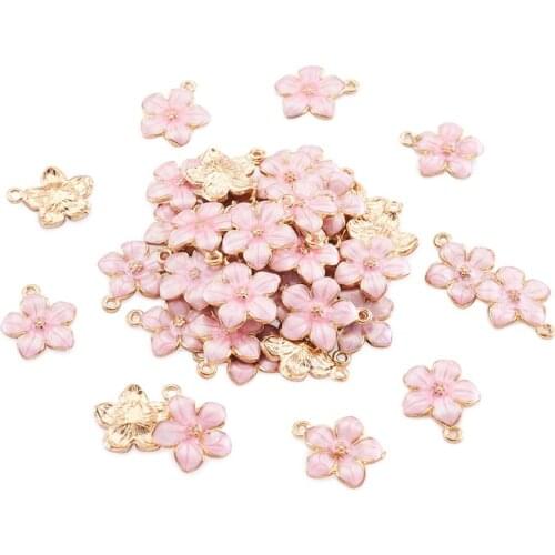 100Pcs Zinc Alloy Enamel Flower Charms Pendants For DIY Necklace Bracelets Earrings Handmade Jewelry Making 16.5x14.5x2.5~3mm