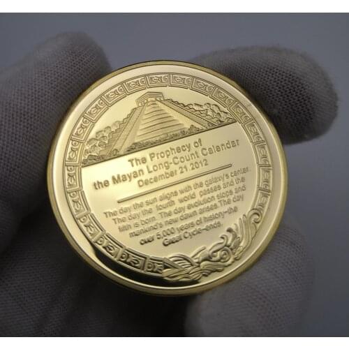 The Maya Gold Plated Coin Mexico Mayan Prophecy Calendar Souvenir Coins Collectible Gifts Drop Shipping