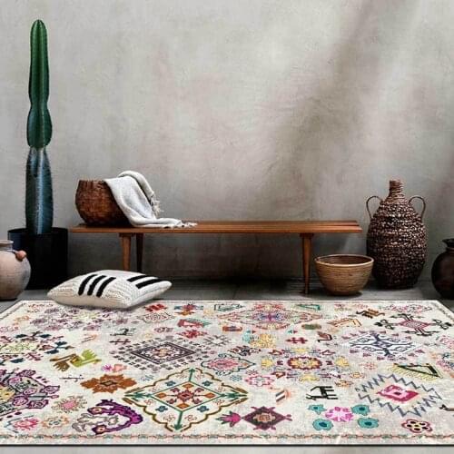Retro Creative Ethnic Totem Pattern Floor Mat Indian Geometric Living Room Sofa Table Carpet Bedroom Bedside Hallway Area Rugs