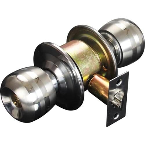 Ball Privacy Passage Door Knob, Stainless Steel Entry Door Knob with Lock, 3 Keys Door Knob Lock, Center Distance 60mm/ 70mm