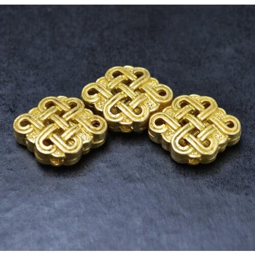 SEA MEW 5 PCS 12.5*15.7mm Metal Raw Brass Spacer Beads Hollow Beads Connector For Jewelry Making