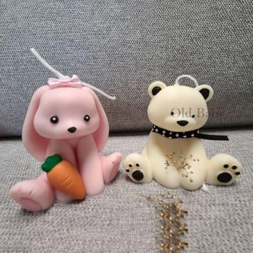 Lovely Animal Modeling Candle Silicone Mold Scented Candle Making Bear Mold Rabbit Mold Cat Mold