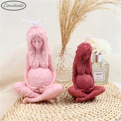 Earth Mother Aroma Resin Crafts Silicone Candle Mold Pregnancy Woman Cradle Plaster Decorations DIY Handmade Accessories Mould