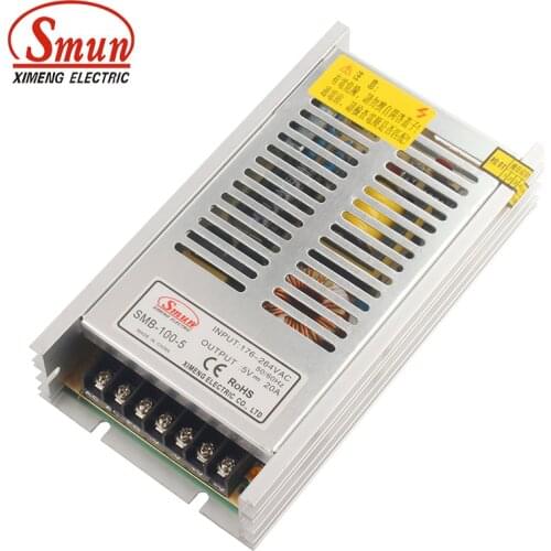 SMUN SMB-100-5 100W Ultra Thin Type Single Output Switching Mode Power Supply 5V 20A AC-DC Slim Led Driver