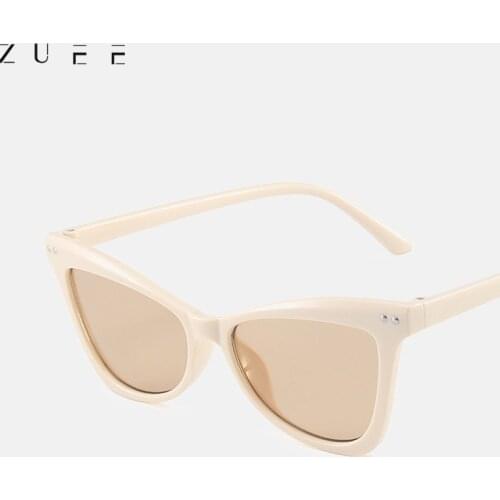 ZUEE Cute Sexy Retro Cat Eye Sunglasses Women Small Black White Triangle Vintage Cheap Ladies Sun Glasses Red Female UV400